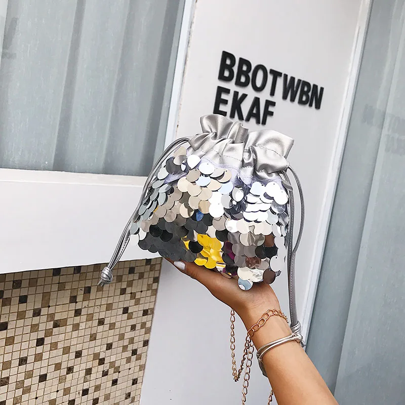 Корейская модная маленькая сумка с блестками Женская мини-сумка через плечо