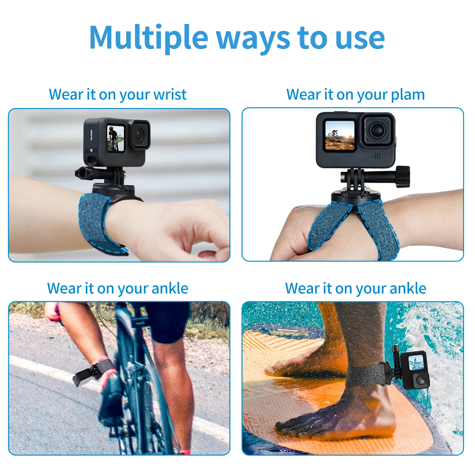 TELESIN 360 Degree Rotation Hand Wrist Strap Quick Adjust Mount for GoPro Hero 10 9 8 7 6 5 Insta360 Osmo Action SJCAM EKEN