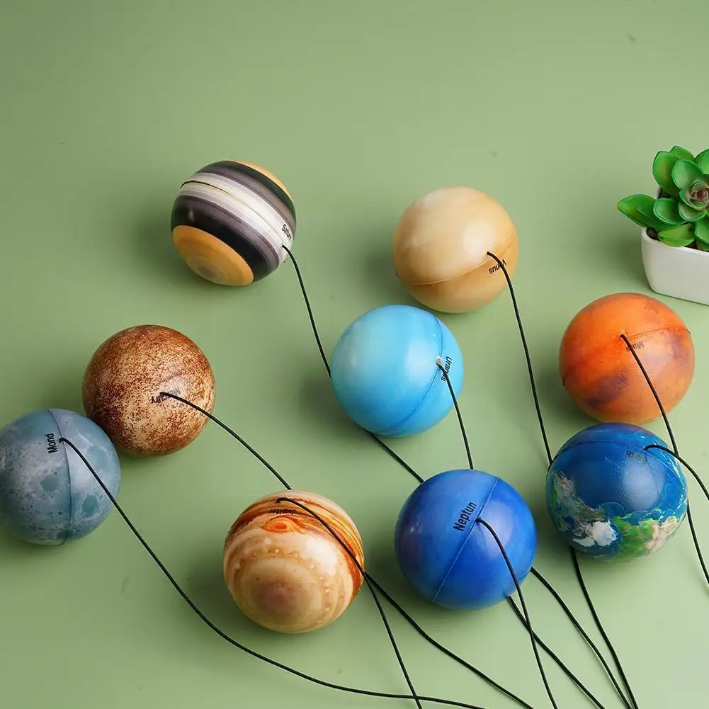 

6.3cm Eight Planets Elastic Ball Moon Earth Solar System Bouncy Ball Planet Color Sponge Printing Squishy Toy Squeeze Stres Z0W9