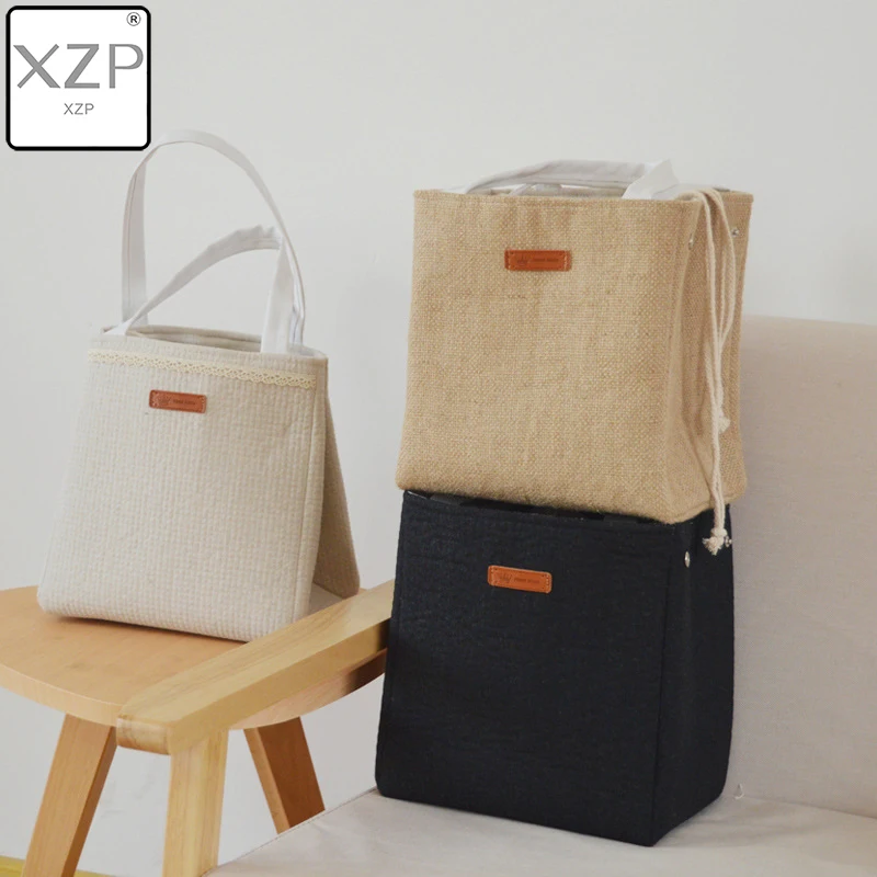 

XZP Cotton and Linen Aluminum Foil Thickened Meal Box Student Square Lunch Insulation Bag Portable for Men or Women