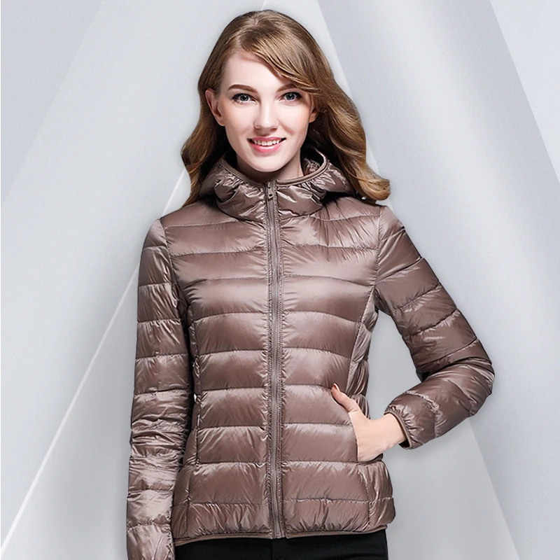 

Brief paragraph autumn/winter fashion thin coats hooded super light female han edition show thin white duck down warm light