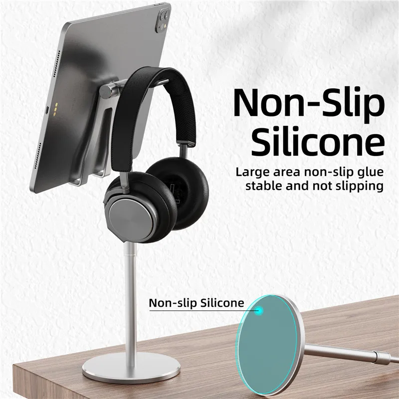 

HTMOTXY Adjustable Aluminum Tablet Stand For iPad Pro Tablets Headset Phone Holder Stand For iPhone Airpods Max Headrest Bracket