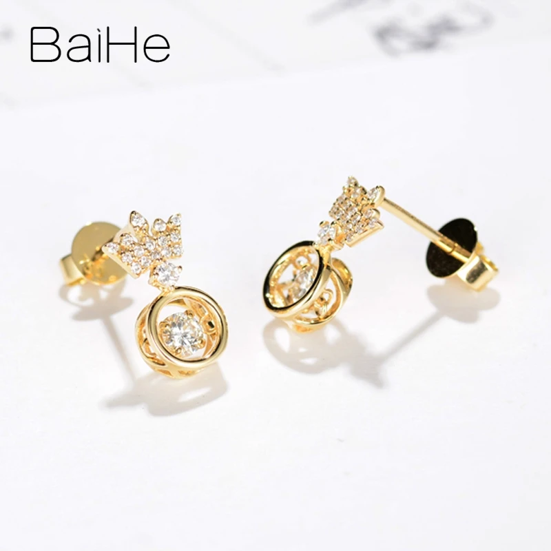 BAIHE однотонное 14K желтое золото со сверкающими бриллиантами женское свадебное