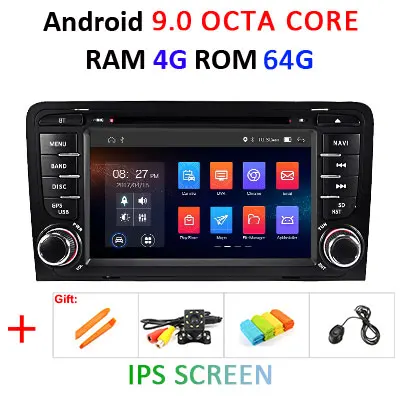 Ips DSP для Audi A3 S3 2002-2013 4G ram 64G 8 core 2 din Android 9,0 автомобильный радио мультимедиа dvd-плеер gps навигация obd2 dvr DAB - Цвет: 4G 64G IPS