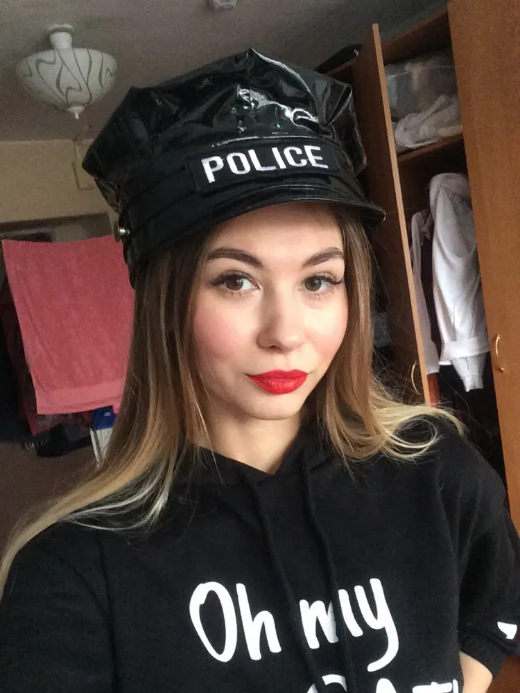 Черная военная шапка из ПУ восьмиугольная для выступлений и сцены полицейская