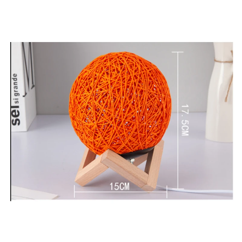 Креативная настольная лампа ручной вязки абажур деревянная Лунная USB спальня