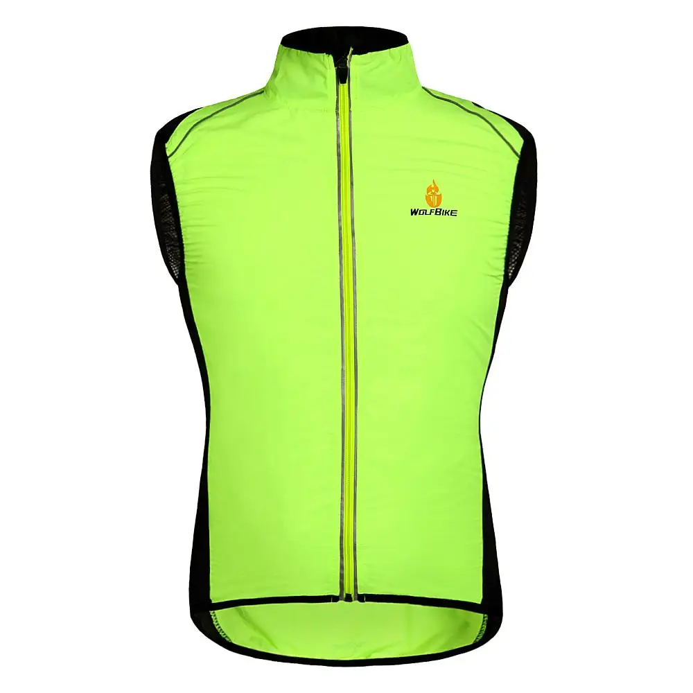 Green Vest WOSAWE светоотражающий жилет для мотоциклиста, безрукавка для безопасности, летняя ветрозащитная куртка для бега, велоспорта, спортивная одежда, жилет - Цвет: Green Vest