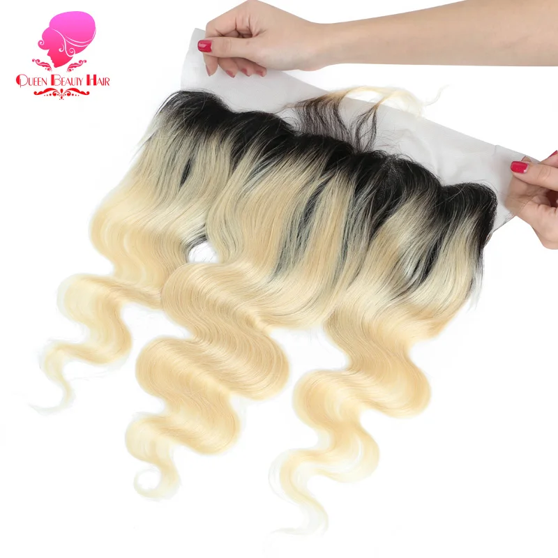 QUEEN BEAUTY 13x6 фронтальная часть шнурка Омбре блонд 1B 613 объемная волна бразильские