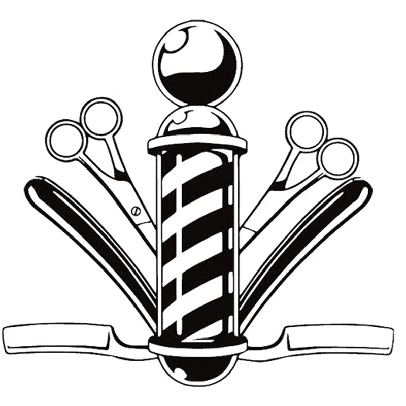 

Car Stickers Barbershop Comb Scissors Head PVC High Quality Car Stickers 14.8cm * 13.9cm
