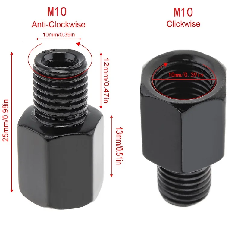 1PC M10 LR 1 шт. зеркальный адаптер M8 M10 10 мм 8 мм Универсальный черный мотоцикл зеркало заднего вида адаптер болт стальной металлический для мотоцикла - Цвет: 1PC M10 LR