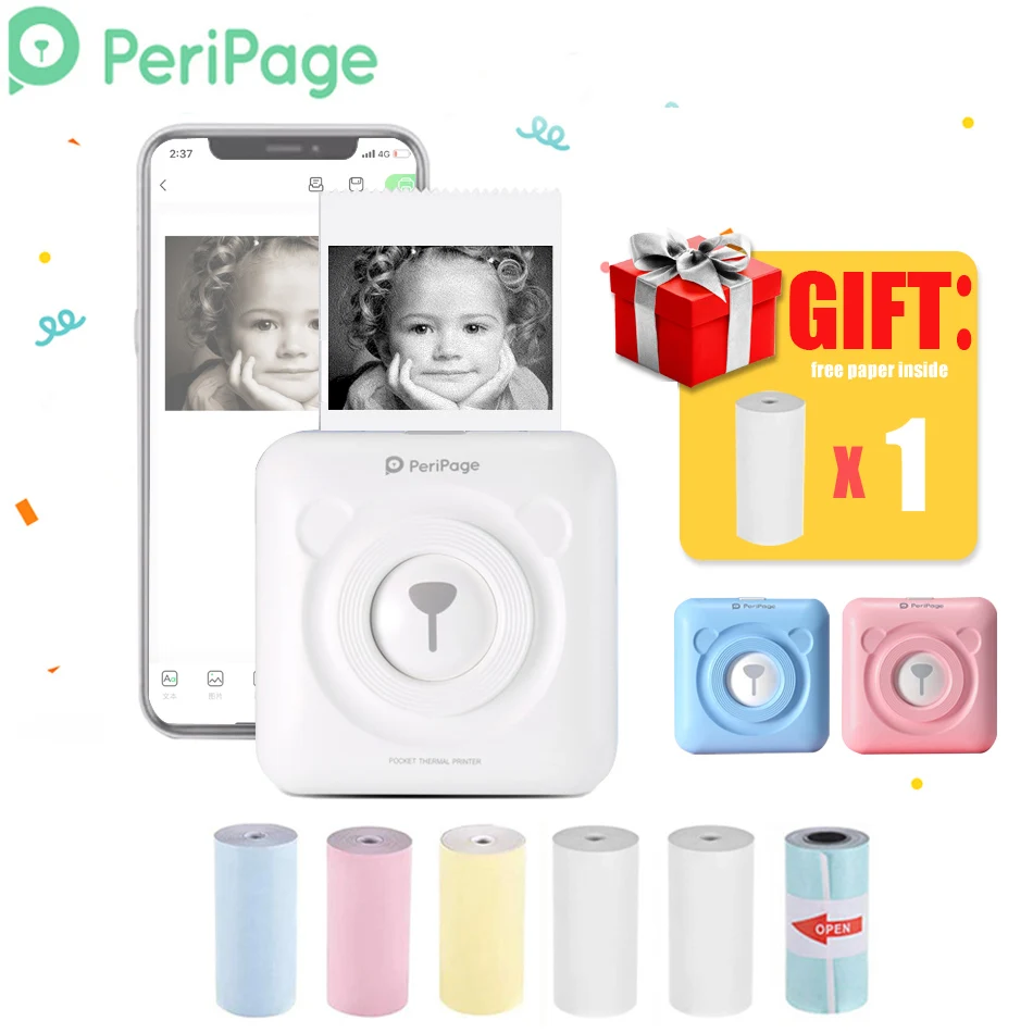 

Портативный термальный Bluetooth-принтер PeriPage, мини-принтер для фотографий для мобильных телефонов Android iOS, карманный принтер 58 мм