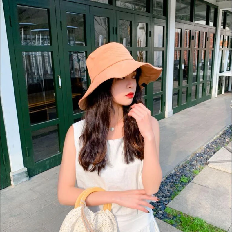 

Unisex Big Brim Bucket Hat Women Summer Sun Foldable caps Girls Fishman hat Visors Fashion