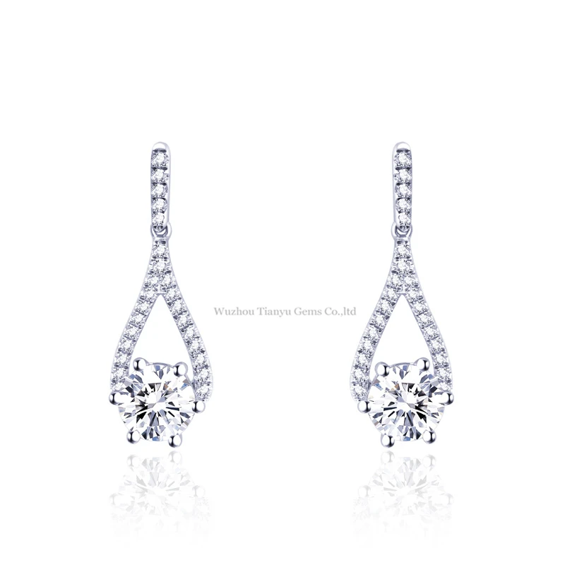 

Tianyu Gems 10k Wedding Earrings 1.32ctw Moissanite 5mm Round DEF Gemstones Diamonds Drop Earrings Women Jewelry Accessories
