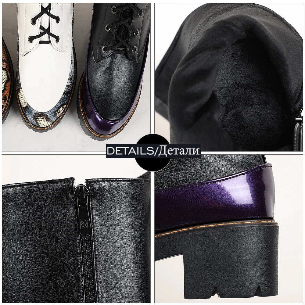 

WETKISS Slouch Boots Women Thick Med Heels Lace Up Boot Female Knee High Boots Shoes Ladies Round Toe Shoes Winter Big Size 43