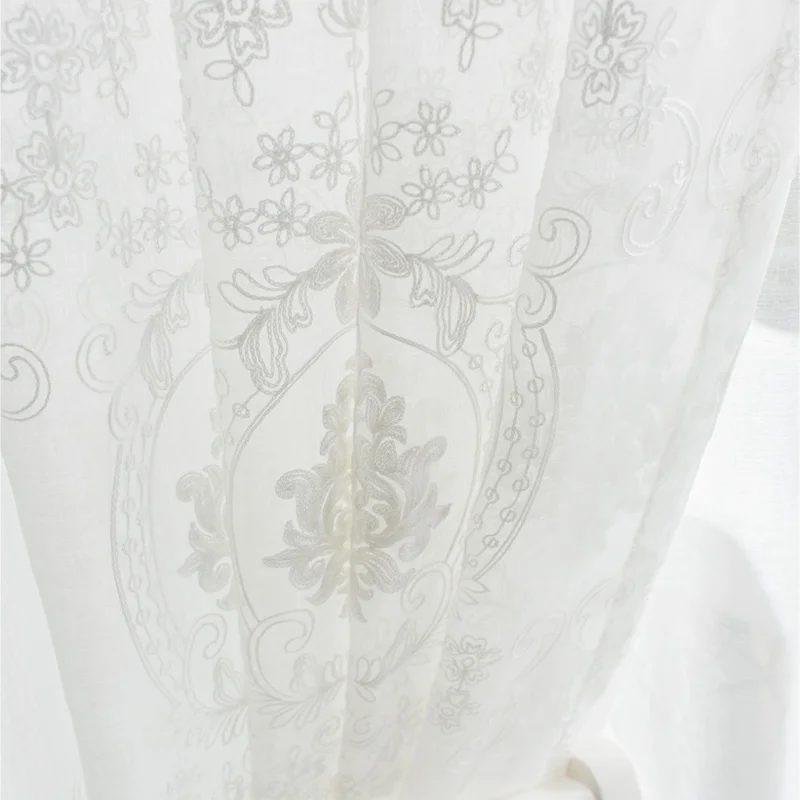 LISM вышитые прозрачные шторы для гостиной спальни Европейская вуаль белая