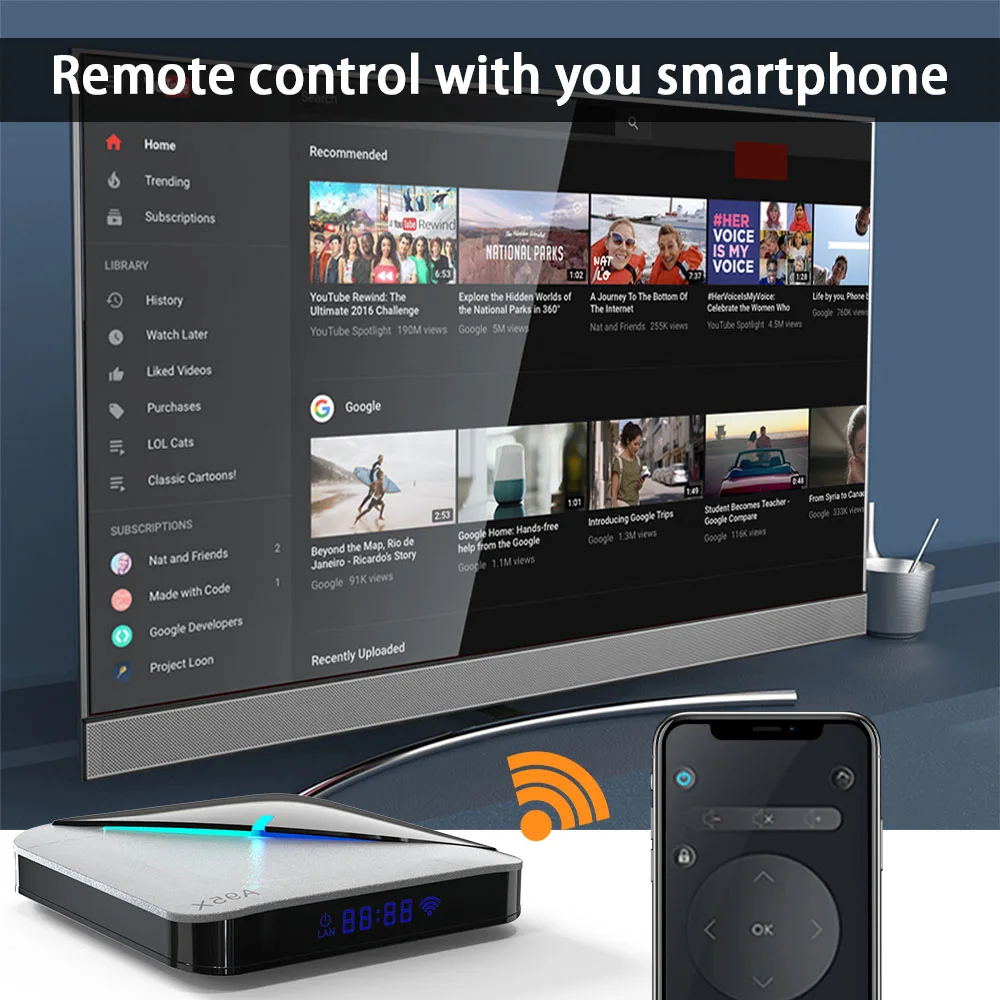 A95X воздуха RGB светильник Android 10 0 ТВ коробка 8K 4K Youtube Amlogic S905X3 Wi Fi 2 ГБ 4 оперативной