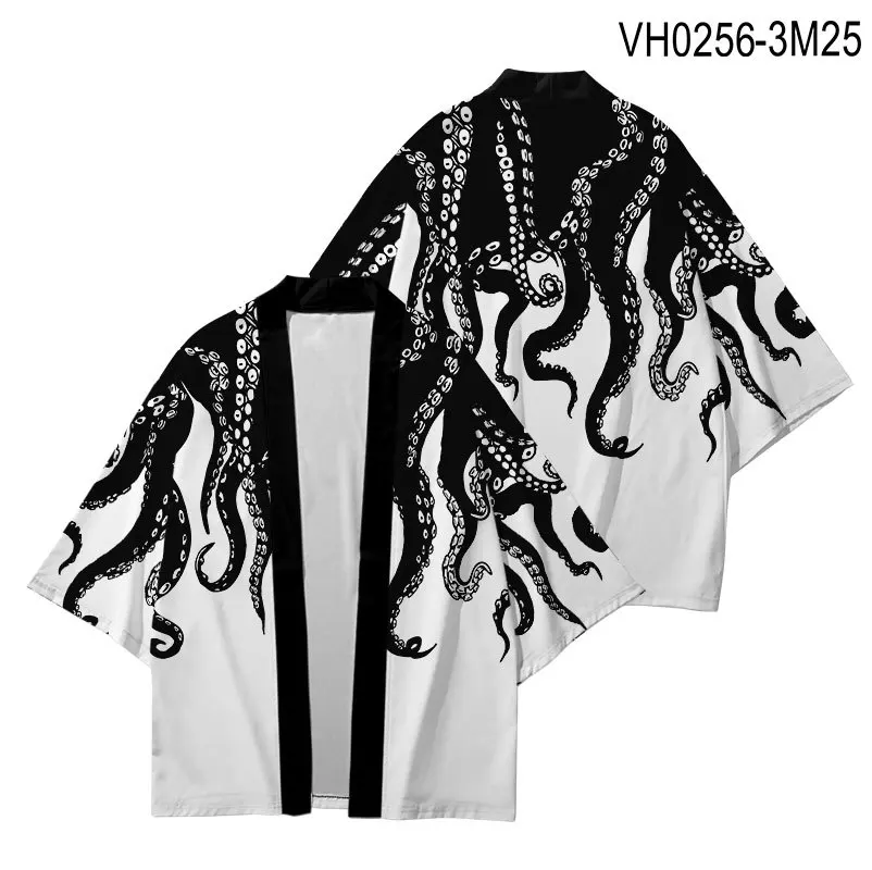 

Japanese Style Octopus Print Kimono Hip Hop Cardigan Coats Harajuku Women Casual Loose Tops Streetwear Shirts