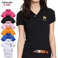 fashion brand polos tops summer new short sleeve womens polos shirts casual cotton lapel ladies polos shirts slim womens s 2xl