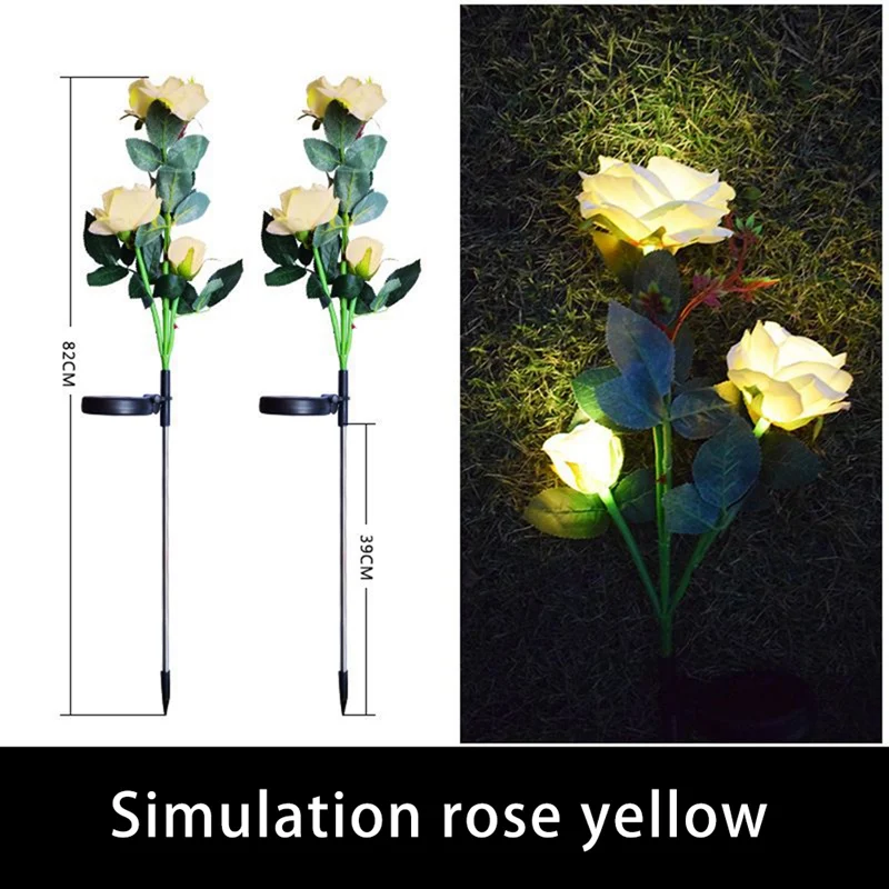 

Solar Garden Decorative Lights LED Rose Flower Garden Stake Lights for Festival Party Courtyard Backyard Decoration Waterproof