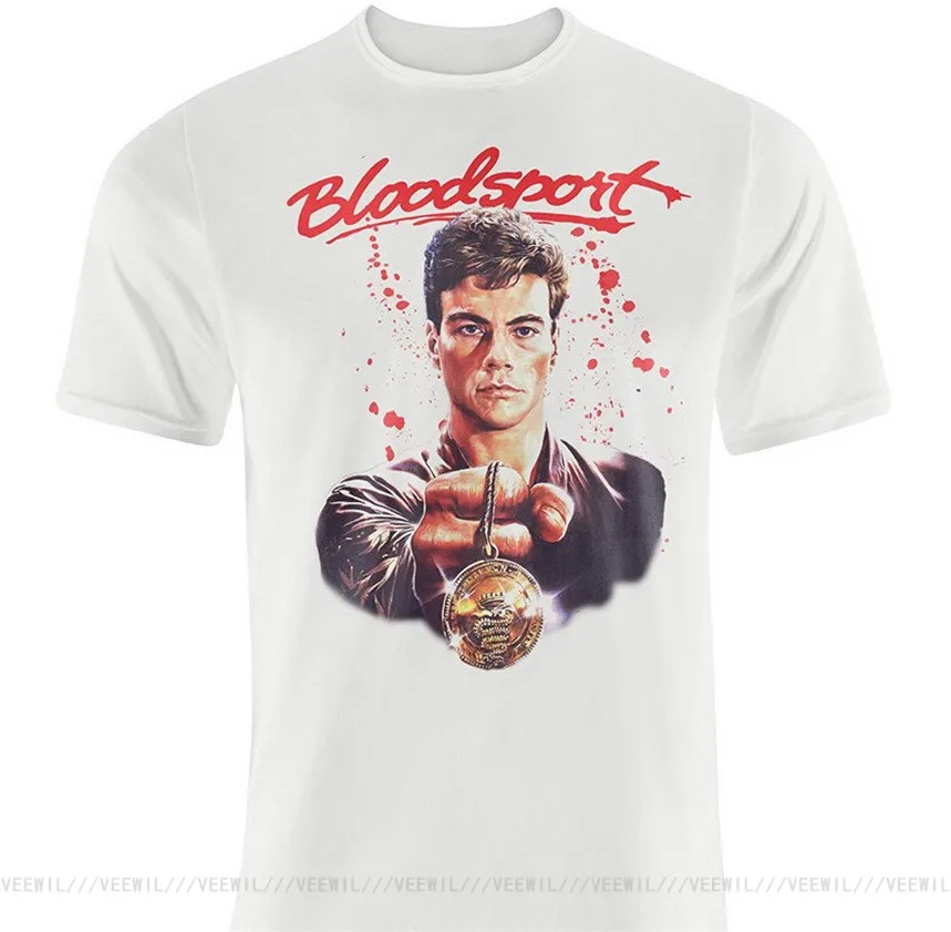 Mens Awesome Jean Claude Van Damme Bloodsport Movie T-Shirt Loose Men Casual Short Sleeve T Shirts