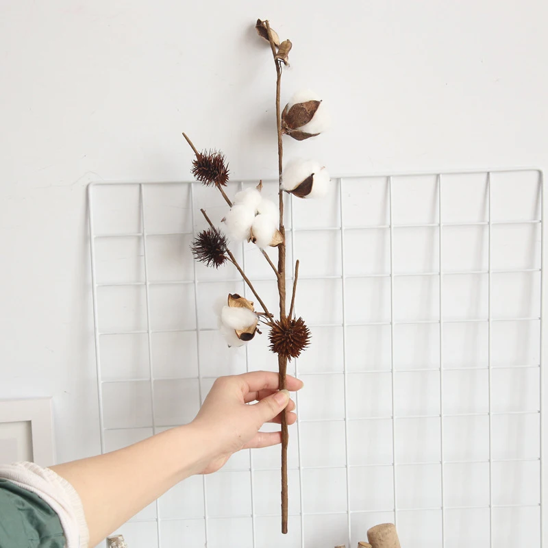 

Natural Color Dried Cotton Floral Stems Cotton Flowers for Farmhouse Wreaths and Decorations HANW88