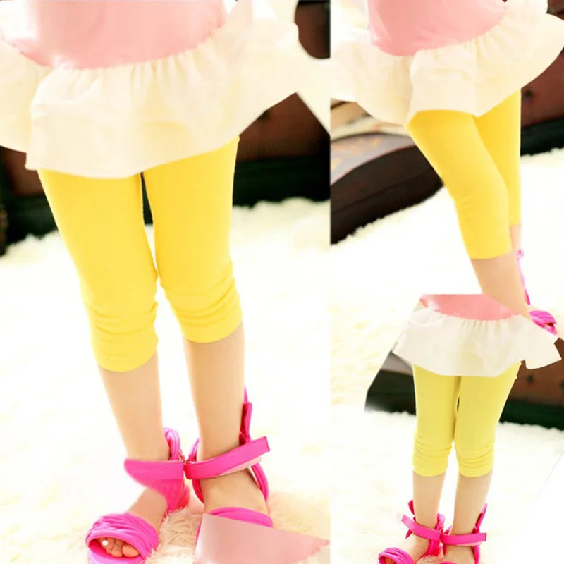 Летние леггинсы из модала и хлопка для девочек штаны до колен детские