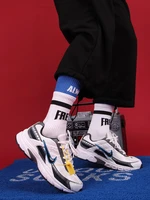 3 pairs popular western style hip hop street color matching man sock double rib skateboard false two layers women stockings
