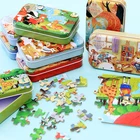 60 шт. головоломки игрушки Монтессори Деревянные головоломки для детей Jigsaw детские развивающие игры, игрушки для детей, на возраст от 2 до 4 года старая Подарочная коробка головоломка