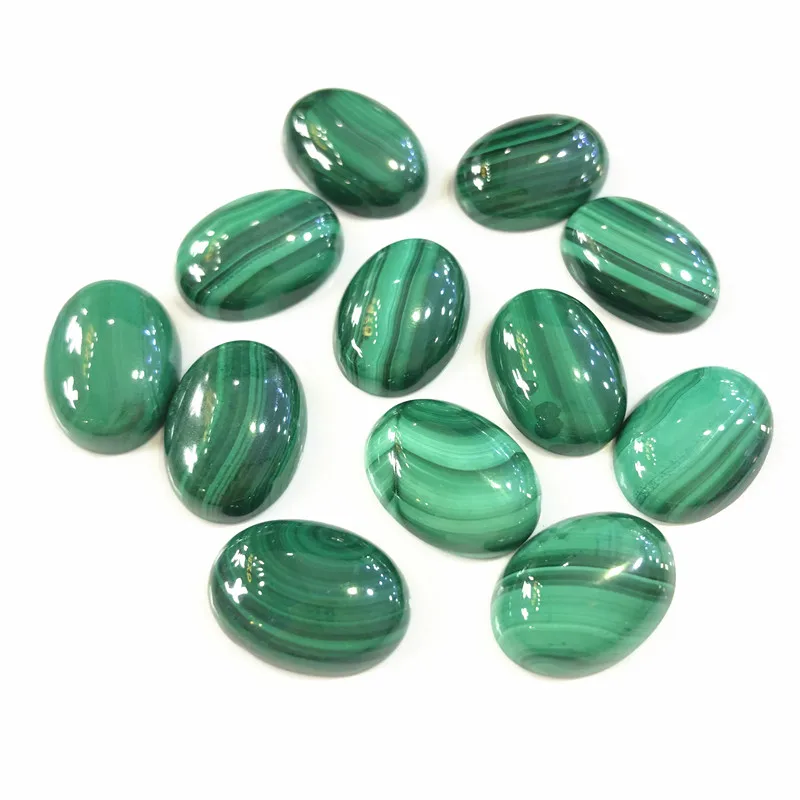 

100%13*18mm Malachite Cabochon 10ps/lot Natural Oval Gem Ring Face semi-precious stone For Jewelry Making design DIY gift