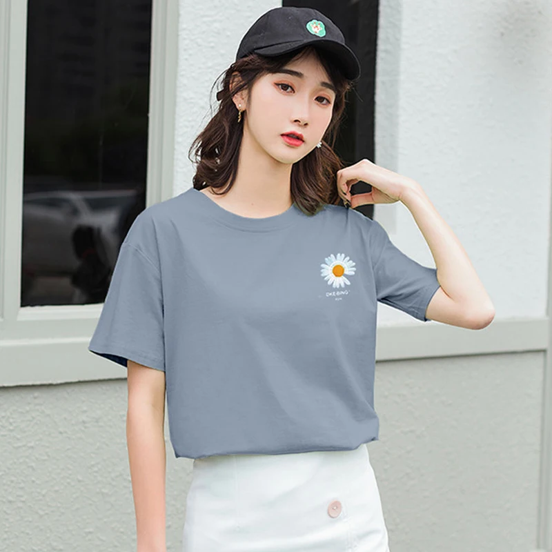 

WERYNICA women summer cotton plus size women's clothing cartoon print Han Fan round neck short sleeve T-shirt female ins fashion
