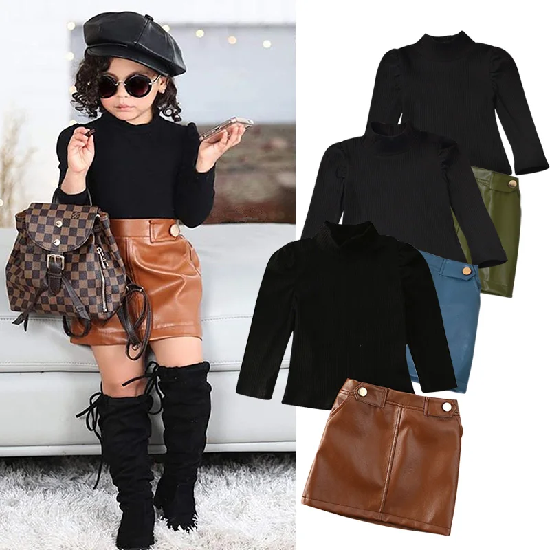 Одежда для маленьких девочек Зимний вязаный свитер комплект из двух предметов с