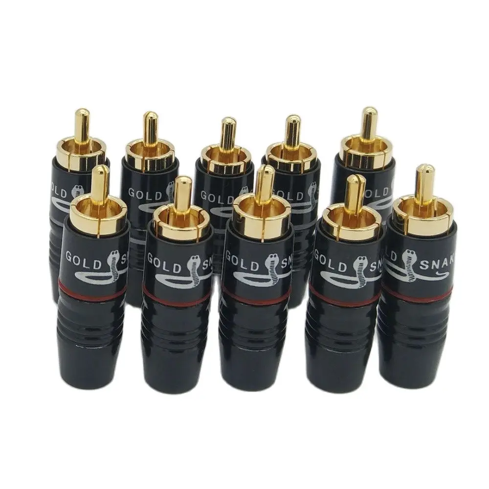 RCA разъем для 8 мм аудио кабель позолоченный штекер Профессиональный динамик