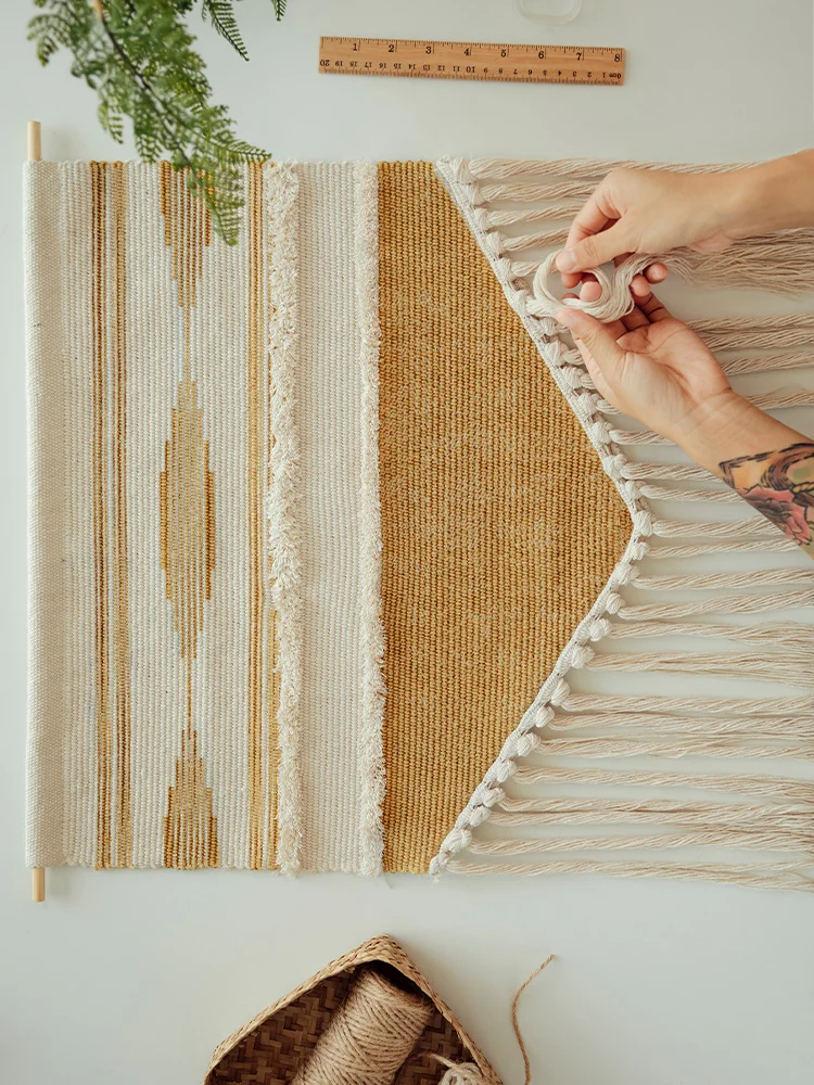 

Nordic Geometric Art Tapestry Wall Indie Aesthetic Tassel Bohemian Retro Ornaments Tapestry Girl Bedroom Tapiz Home Decor DF50GT