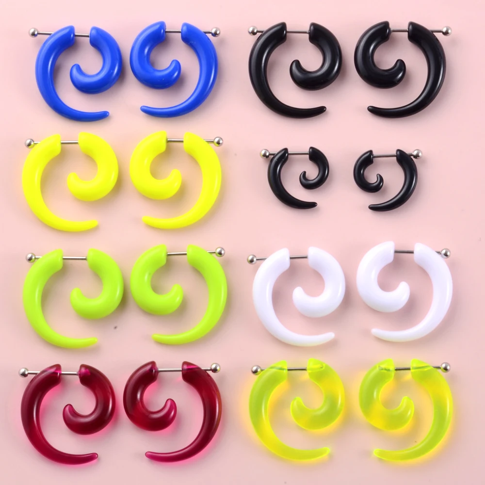 Pair Acrylic Spiral Ear Taper Fake Ear Stretcher Expanders Gauge Earlobe Earring Piercing Body Jewelry Tunnel And Plugs