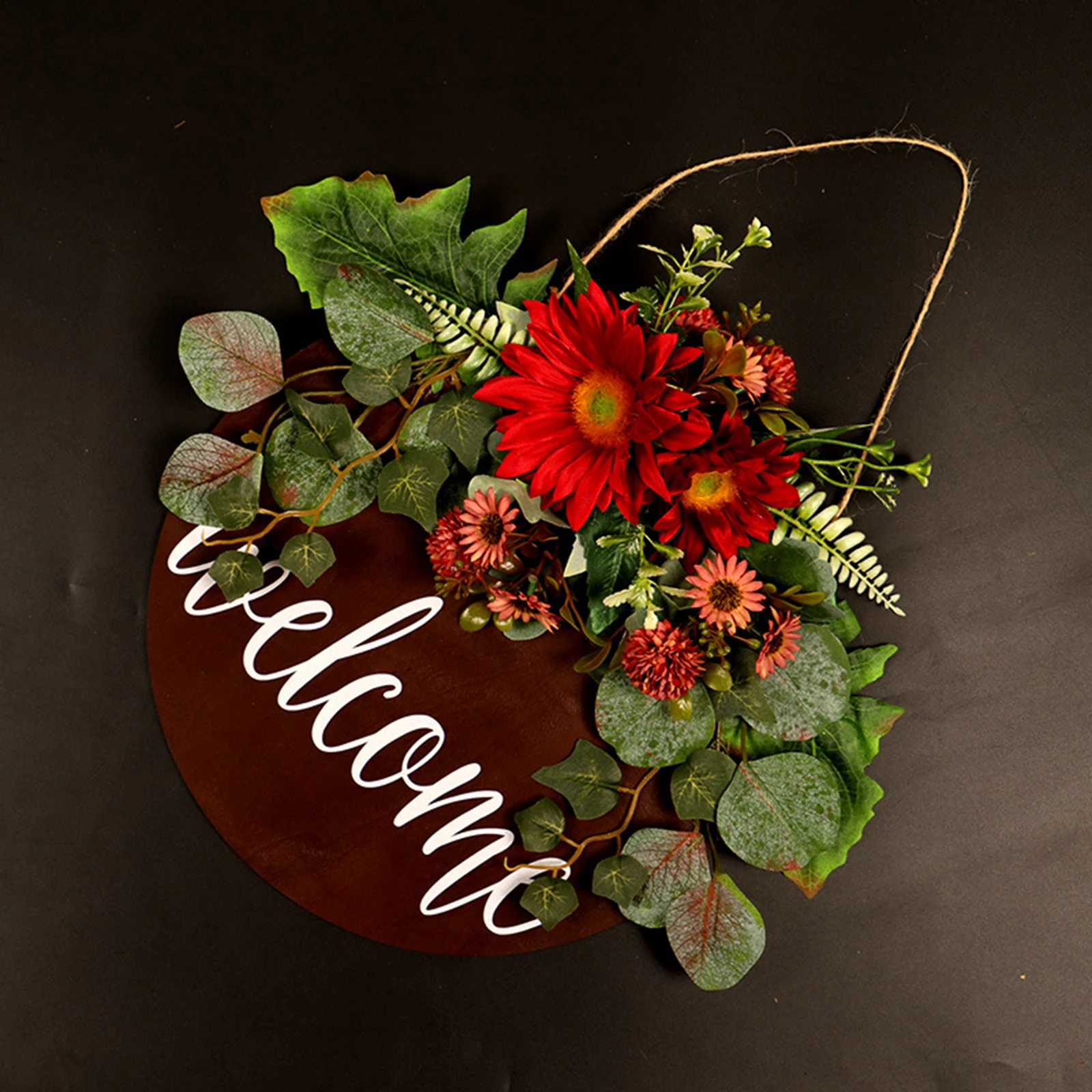 

Wooden Farmhouse Welcome Front Door Sign Garland Christmas Easter Porch Spring Decoration