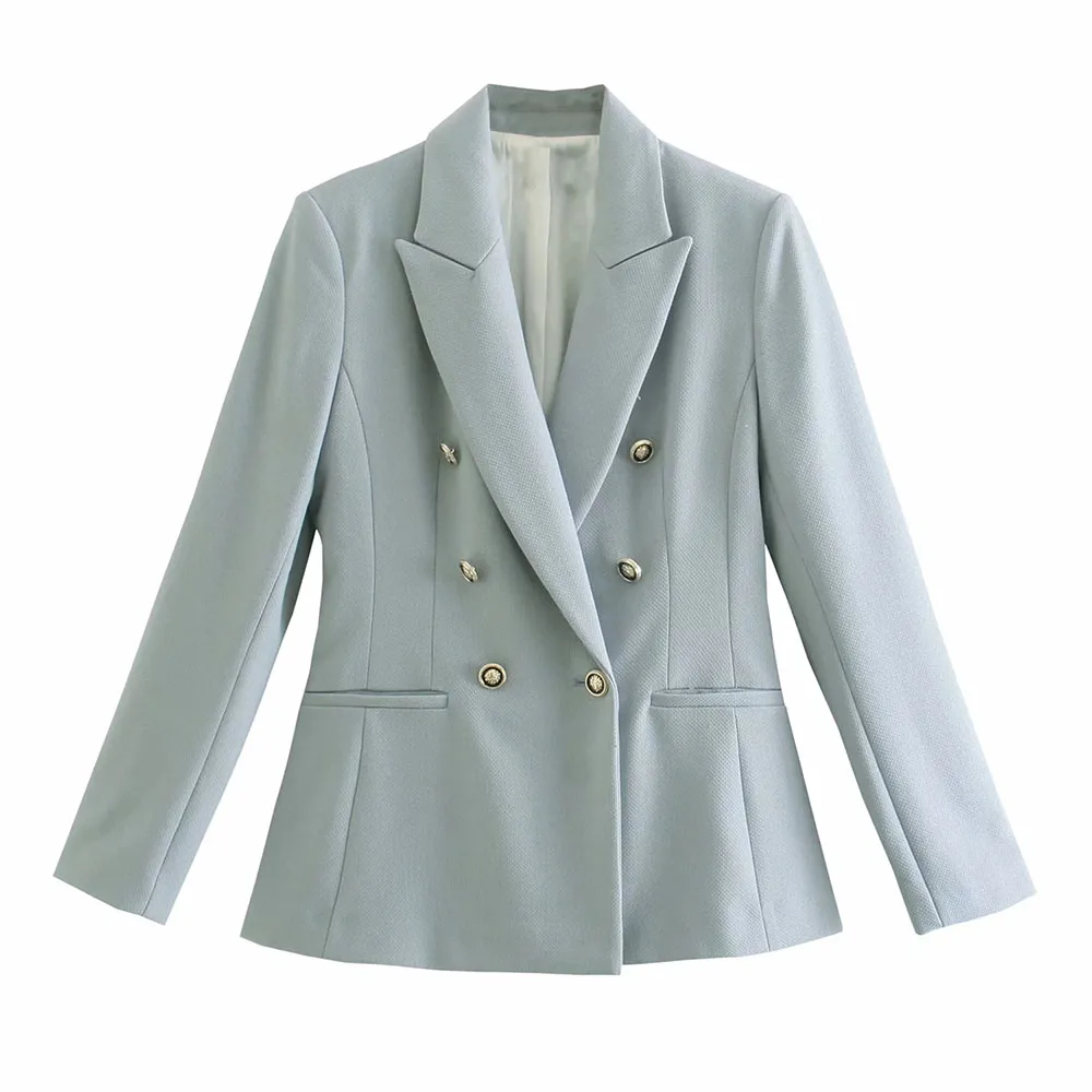 

Женский твидовый Блейзер XEASY, винтажный облегающий офисный двубортный пиджак с длинным рукавом, 2021