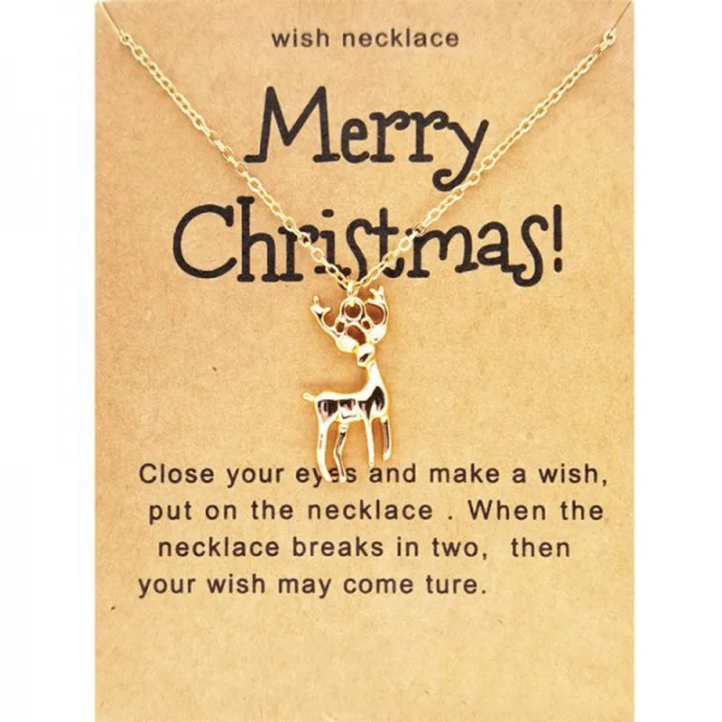 

Rinhoo Wish Card Snowflake Santa Claus Pendant Necklace for Women Clavicle Neck Chain Sock Elk Choker Classic Jewelry Gifts