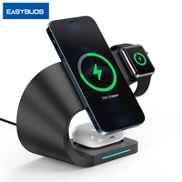 easybuds 15w qi wireless charger stand holder 4 in 1 for iphone 12 11 fast charging induction dock station for iwatch airpods