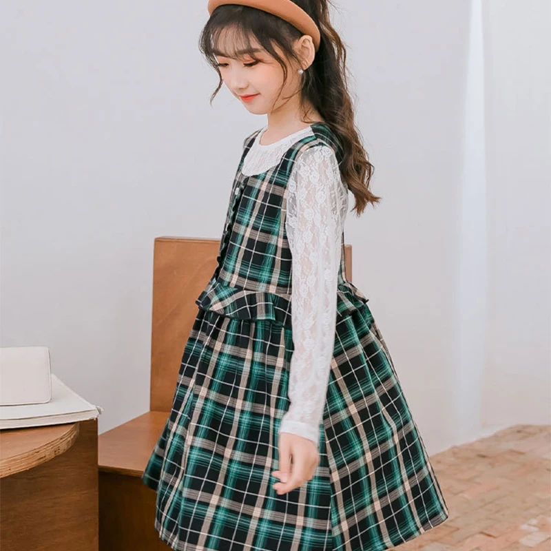 

New Plaid Dress for Girls Summer Mesh Girls Dress Kids Clothes Children's Princess Dress Spring Teen Girls Clothing 5 7 13 Years