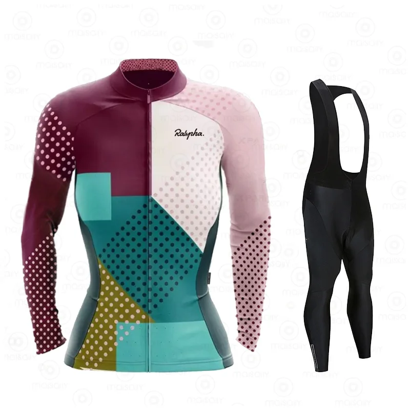 

Ralvpha Spring and Autumn Long Sleeve Cycling Jersey Set Ropa Ciclismo Bicycle Clothing MTB Bike Jersey Uniform Women's Clothes