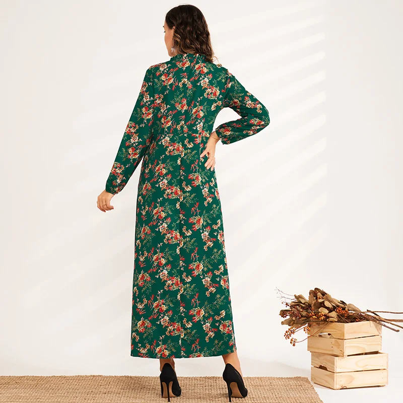 Женское облегающее платье макси элегантное зеленое платье-трапеция с цветочным