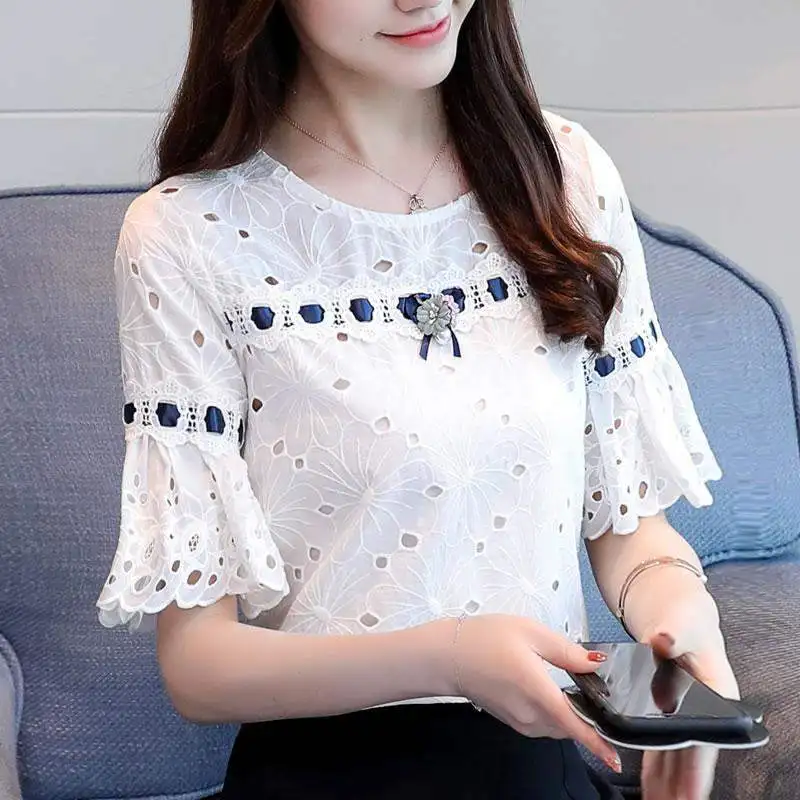 женские кружевные цветочные Женские летние 2019 Осенние новые модные хлопковые