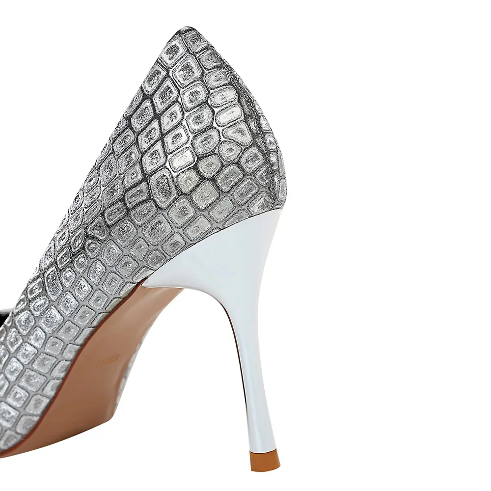 

2020 Office Work Shoes Woman High Heels Party Women's Pumps Fashion Pointed toe Thin Heel Autumn New Style Champagne Silver