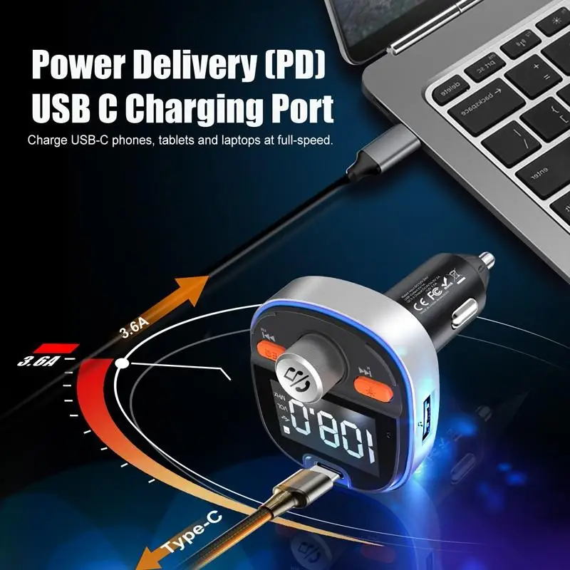 FM-модулятор с Bluetooth 5 0 автомобильный комплект громкой связи аудио mp3-плеер PPS QC3.0