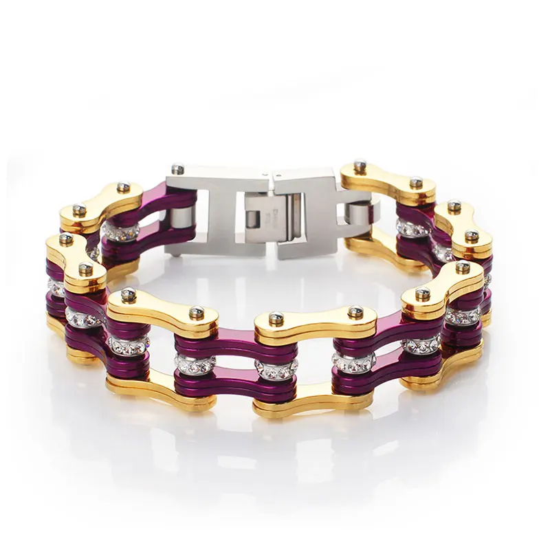 Роскошный золотистый браслет из нержавеющей стали 316L байкерские браслеты