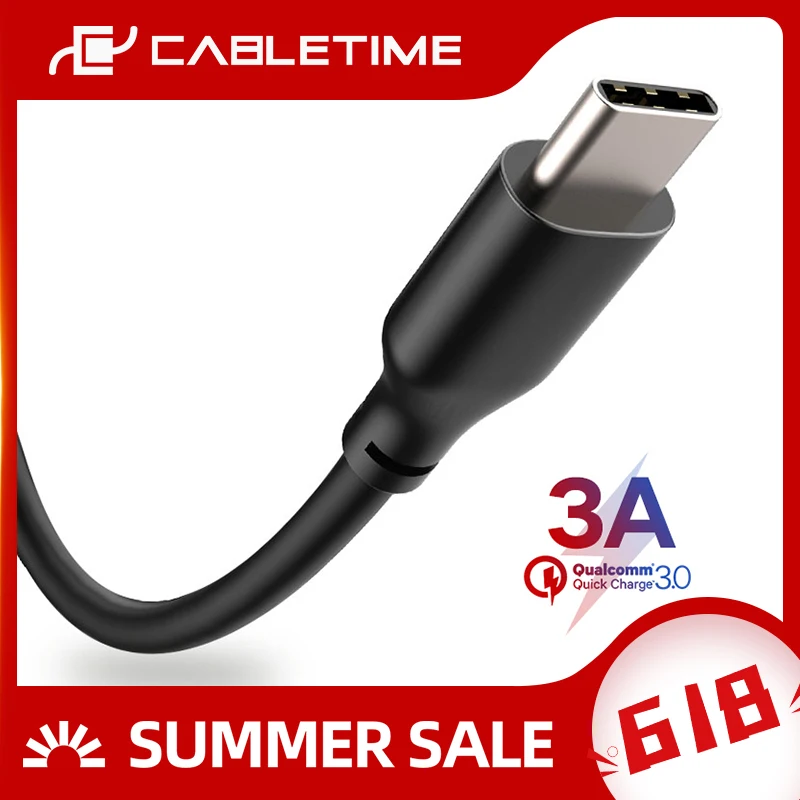 CABLETIME 3A Кабель с разъемом usb c Type C мобильный телефон кабель передачи данных для ОС Android быстрой зарядки Samsung S10