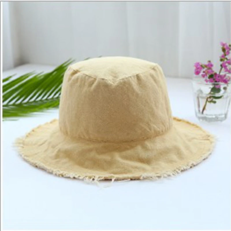 Панама джинсовая женская складная пляжная шляпа хлопок выбеленная для рыбалки