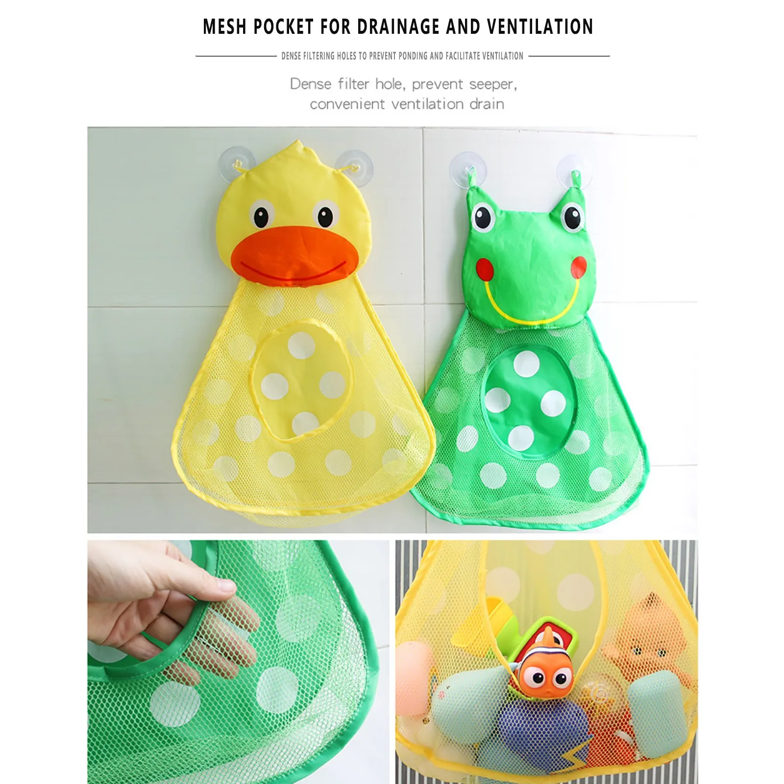 

2021 Newest Arrival Children Playing Toy Storage Bag Bath Toy Storage Mesh Bag Suction Cup Hanging Bag For Baby #40
