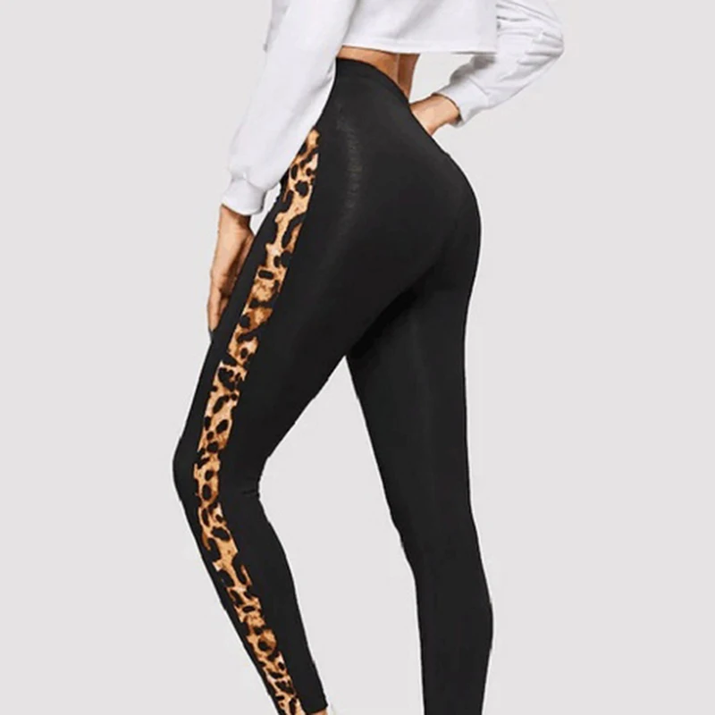 

Women Yoga Pants Women's Side Leopard Pattern Stitching Tight Stretch Running Fitness Pants Gym Yoga Athletic Pants Women