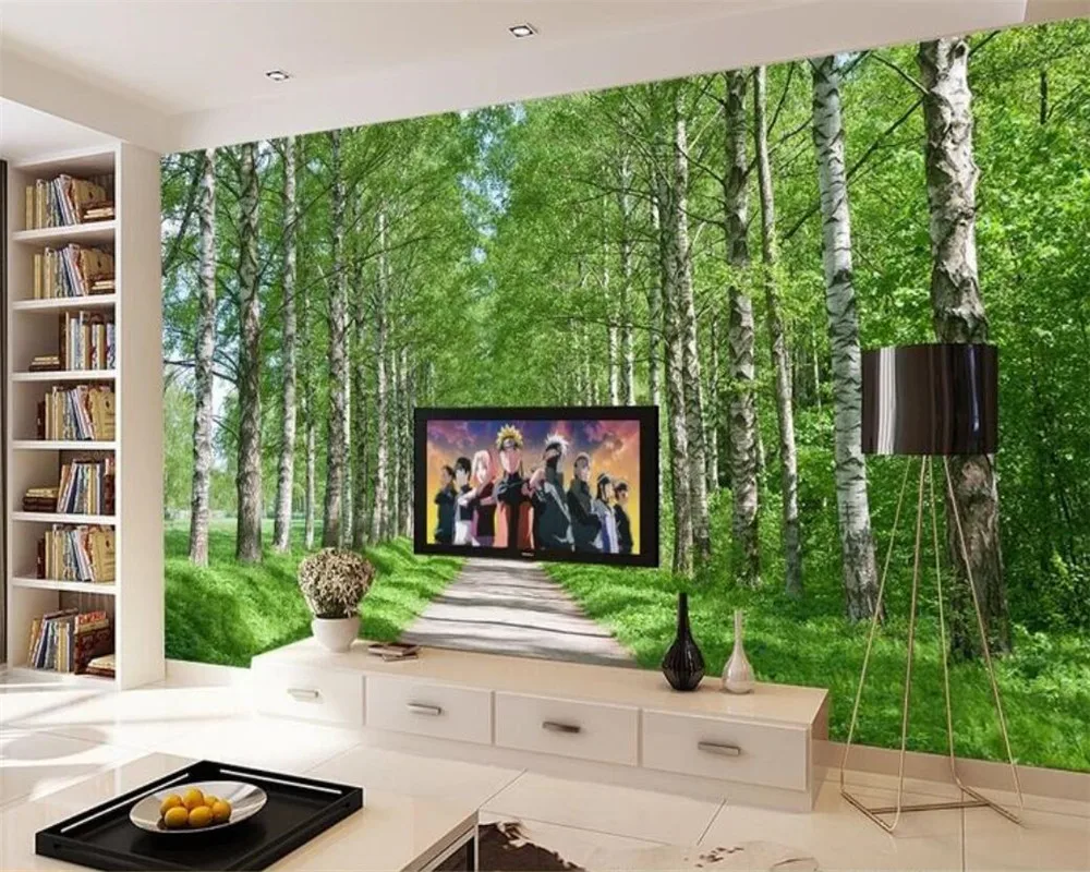 Настенные 3D-обои по фото индивидуальному заказу фотообои с изображением березы и
